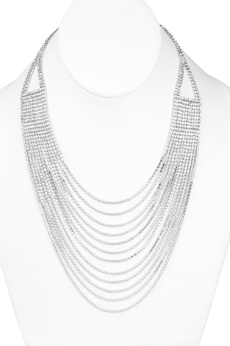 Rhinestone 12 Row Layered Necklace