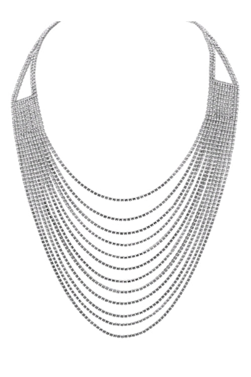 Rhinestone 12 Row Layered Necklace