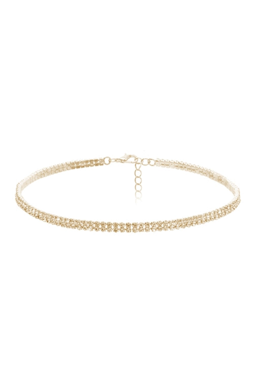 2mm Rhinestone 2Row Choker Necklace