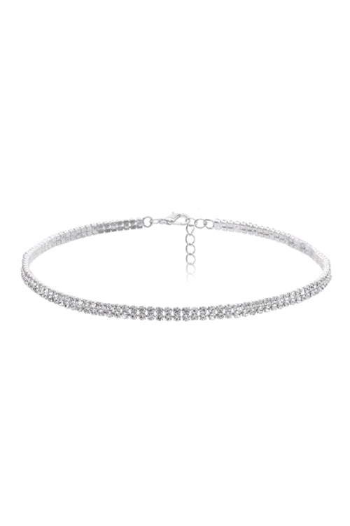 2mm Rhinestone 2Row Choker Necklace