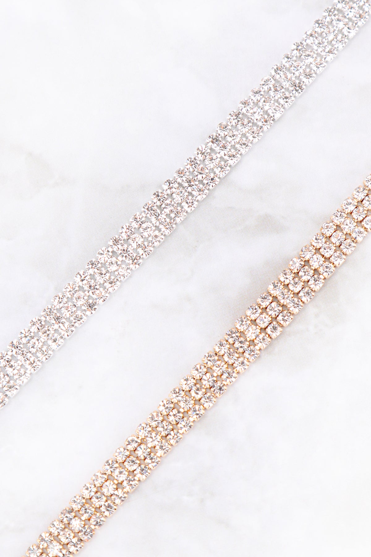 2mm Rhinestone 3Row Choker Necklace