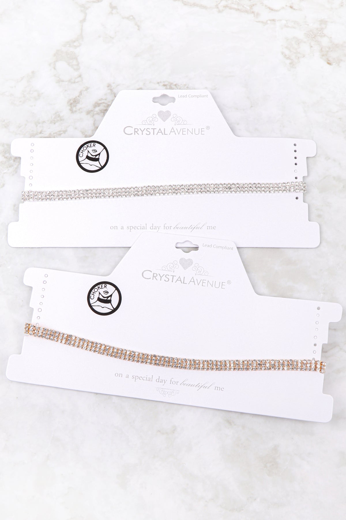 2mm Rhinestone 3Row Choker Necklace