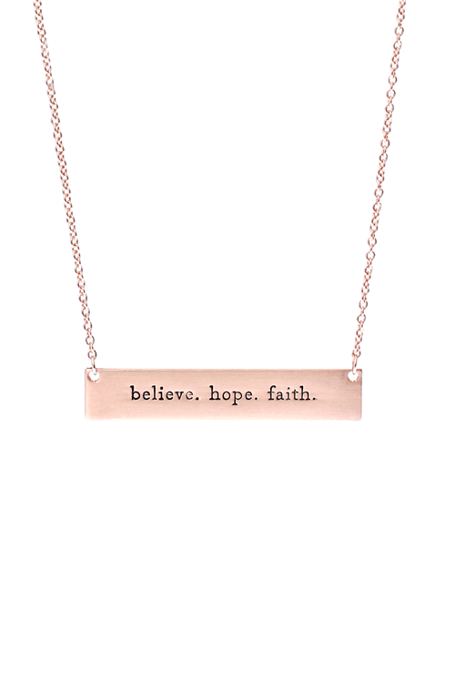 Belive Hope Faith Bar Necklace
