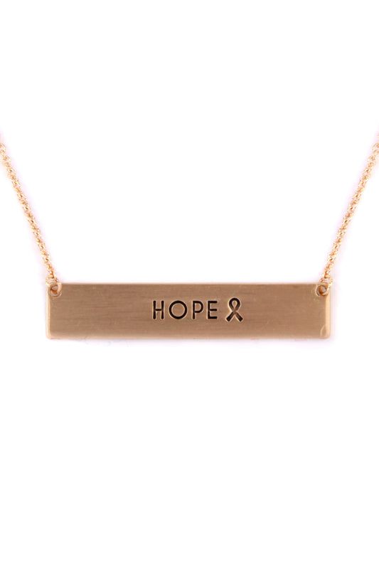 Bar Hope Ribbon Necklace