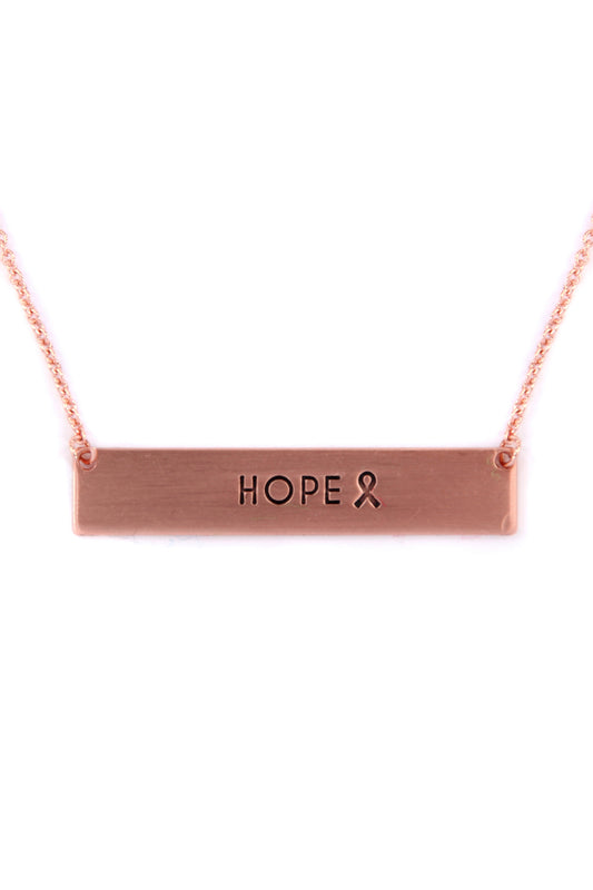 Bar Hope Ribbon Necklace