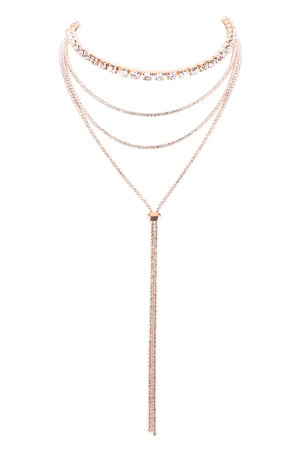 Rhinestone 4 Strands Statement with Slider Necklace
