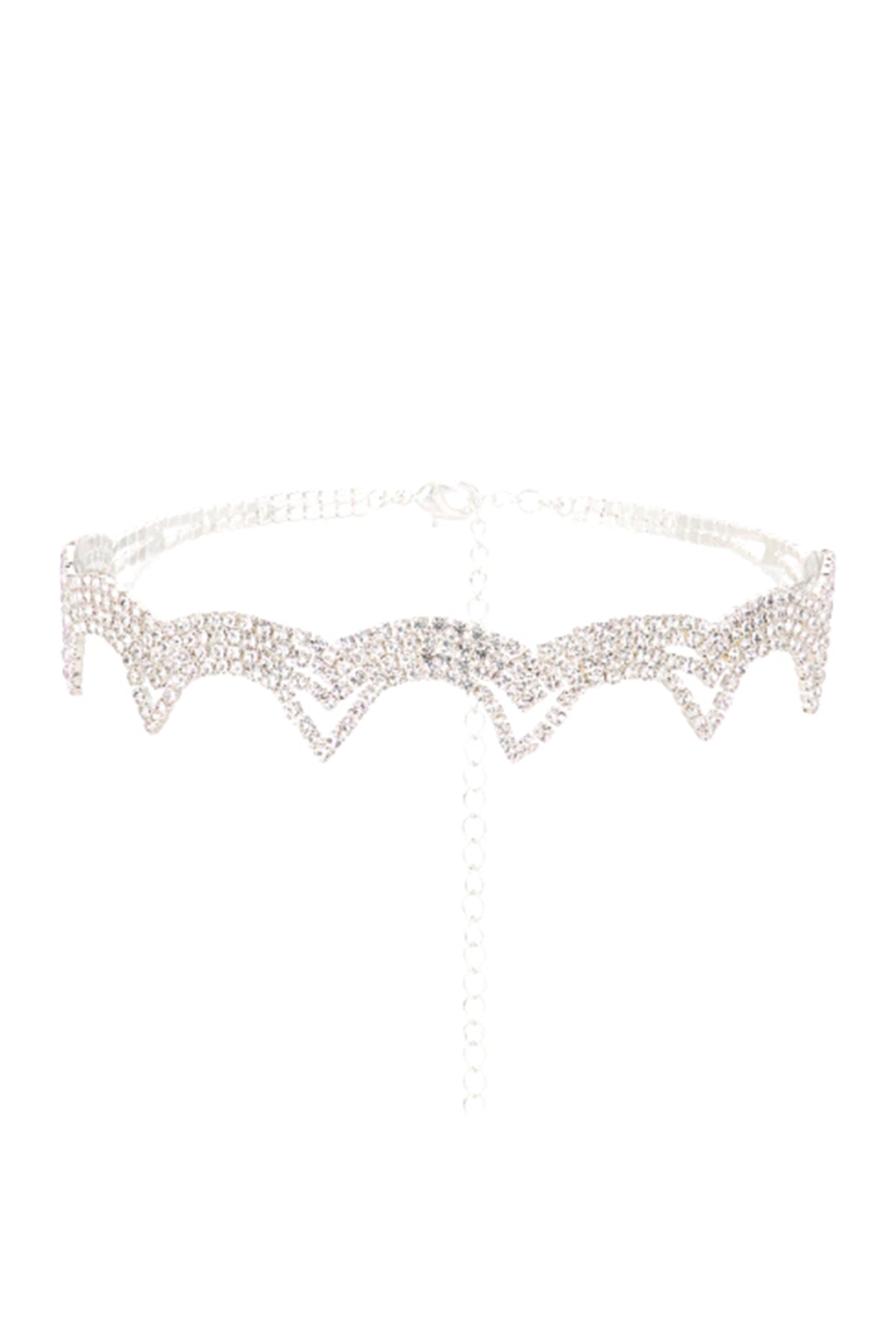 Rhinestone Wave Choker Necklace