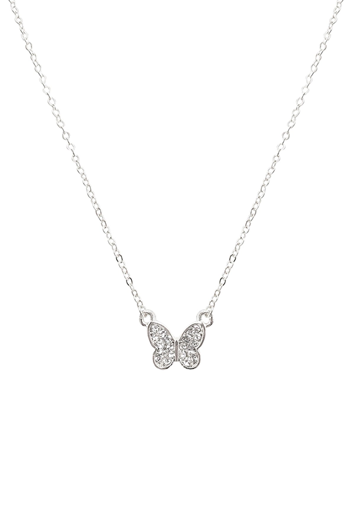 Small Butterfly Pave Cubic Pendant Necklace