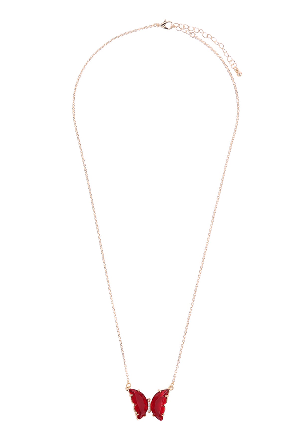 Glass Butterfly Charm Necklace