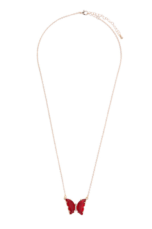 Glass Butterfly Charm Necklace