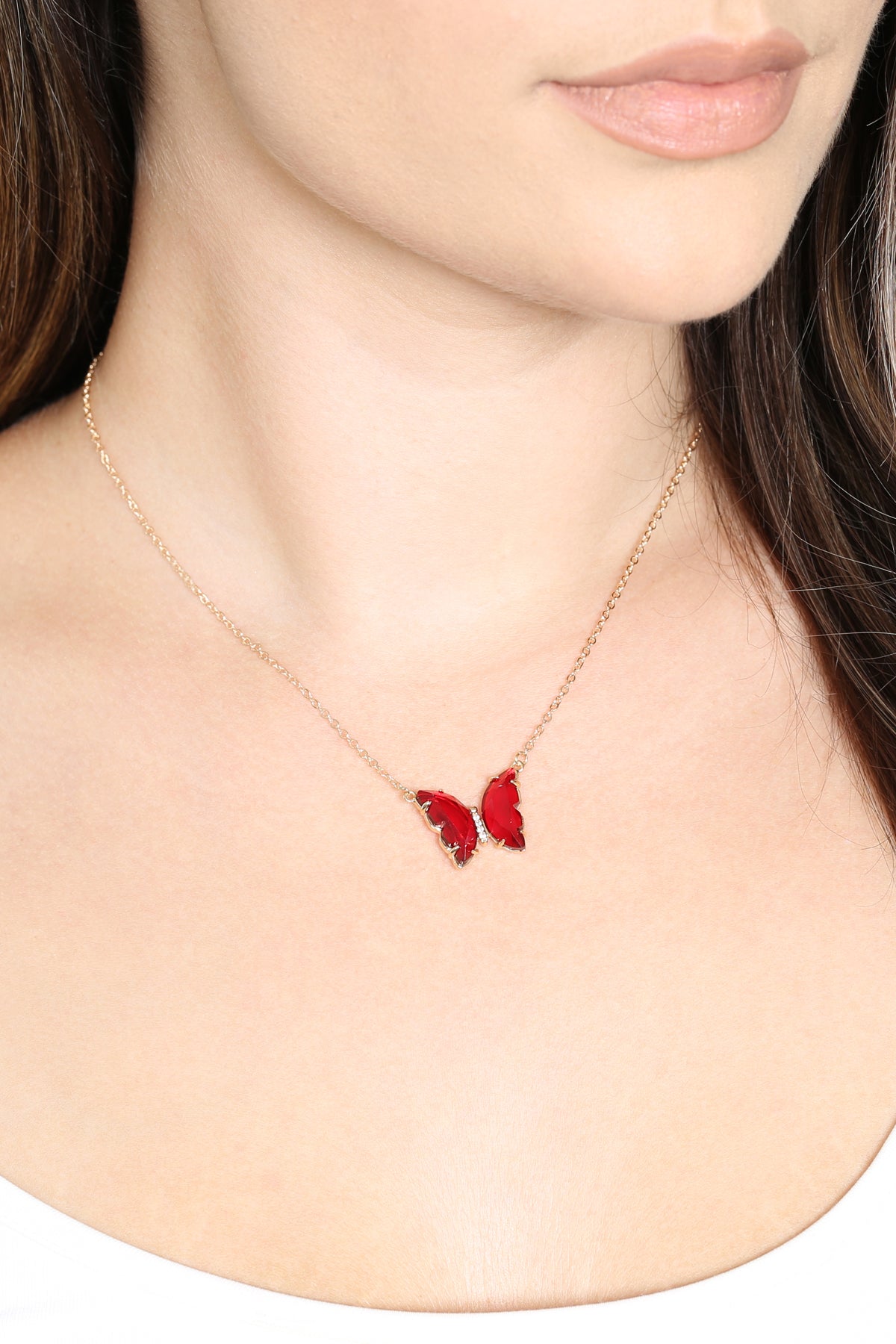 Glass Butterfly Charm Necklace