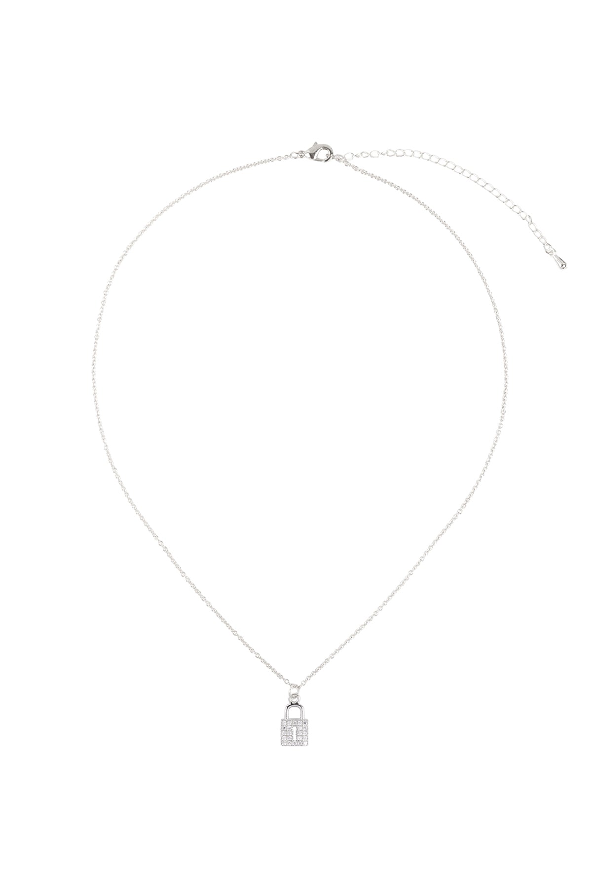 Cubic Zirconia Daity Lock Pendant Necklace