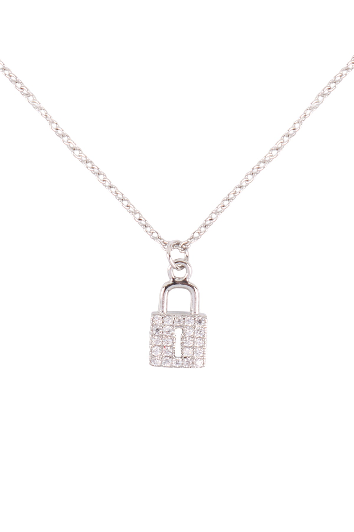 Cubic Zirconia Daity Lock Pendant Necklace