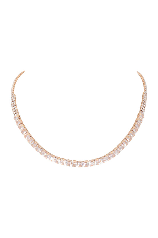 Square Cubic Zirconia Collar Necklace