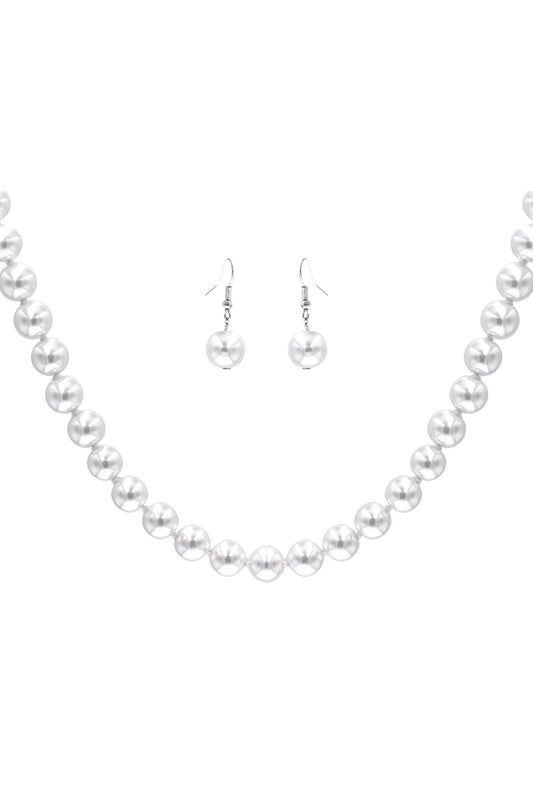 12Mm Pealrk Knotting 15In Nekclace And Earring Set