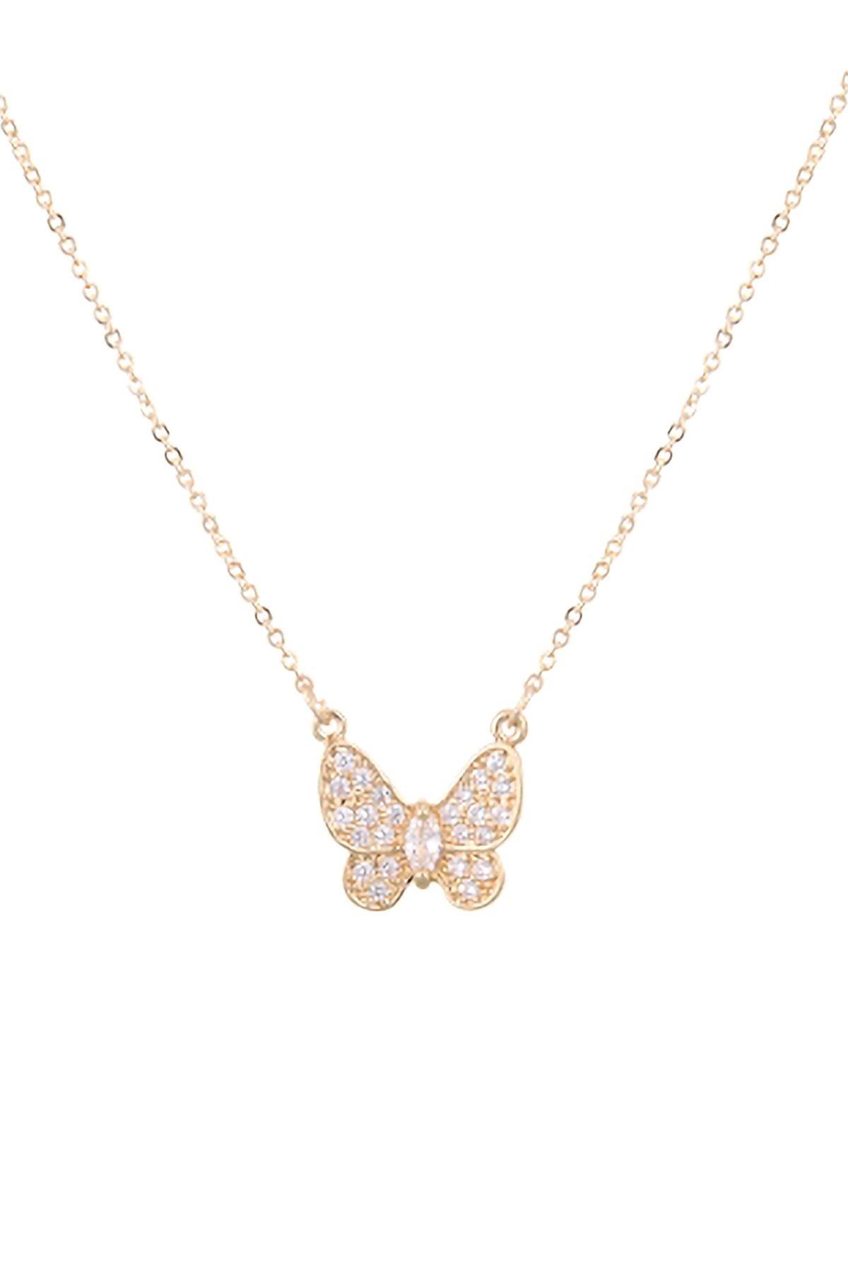 Cubic Zirconia Marquise Butterfly Pendant Necklace