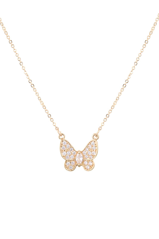 Cubic Zirconia Marquise Butterfly Pendant Necklace
