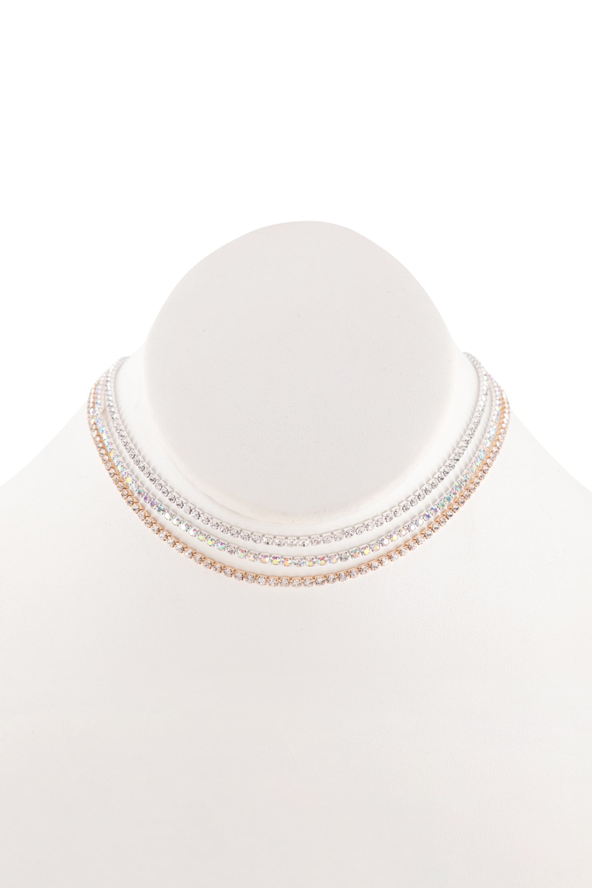 Rhinestone Set Of 3 Shoker Necklace