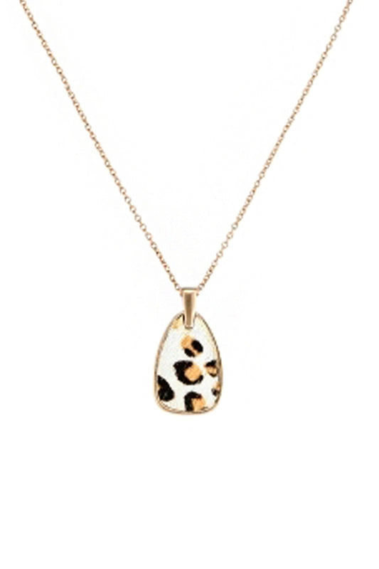 Animal Print Teardrop Pendant Necklace
