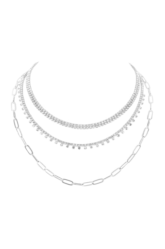 Rhinestone Shoker Chain Multi Necklace