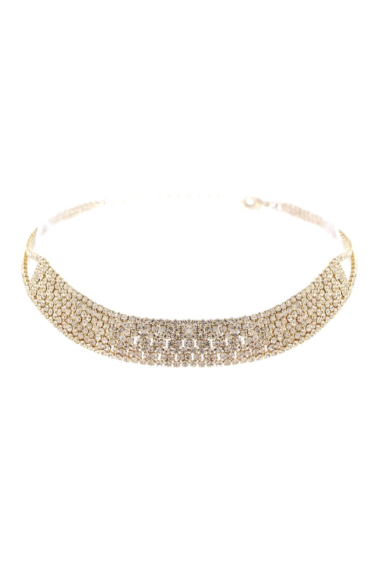 7 Line Rhinestone Choker/Collar Necklace