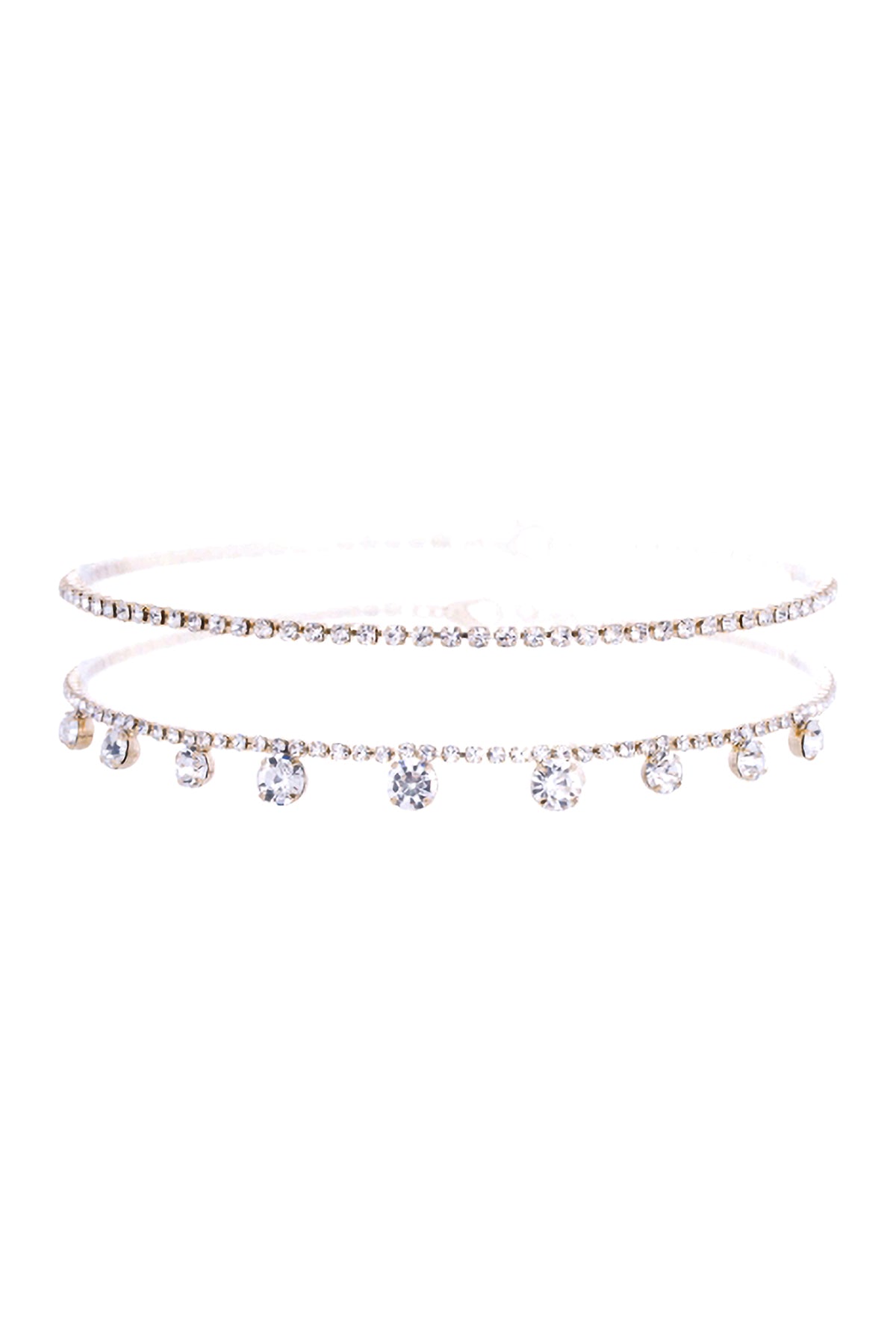 Rhinestone Layered Dainty Choker Collar Necklace