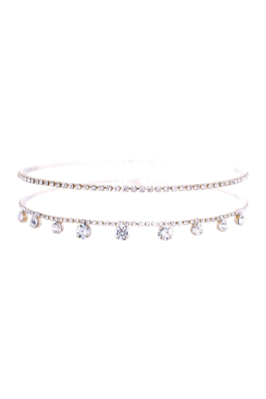 Rhinestone Layered Dainty Choker Collar Necklace