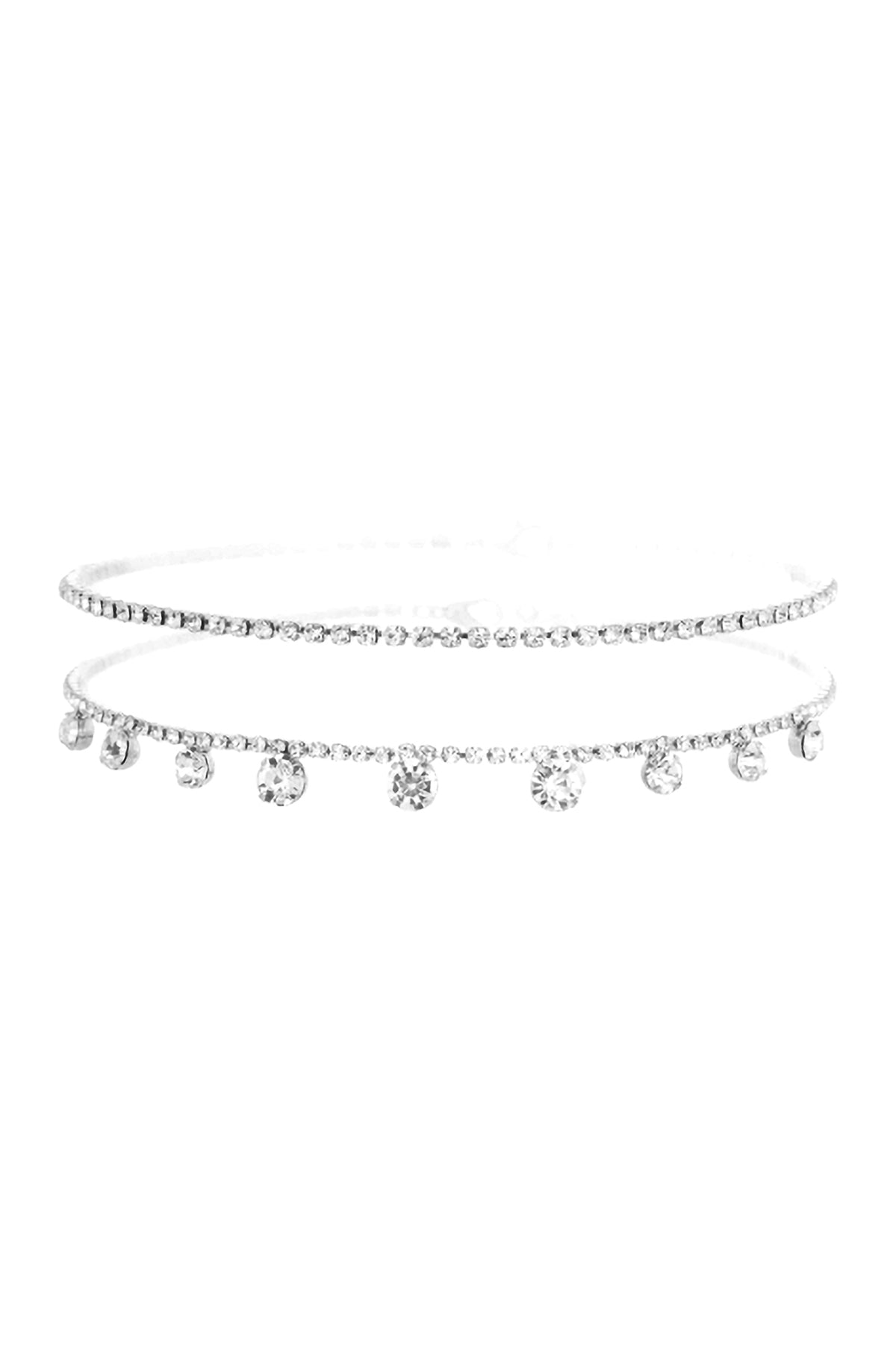 Rhinestone Layered Dainty Choker Collar Necklace