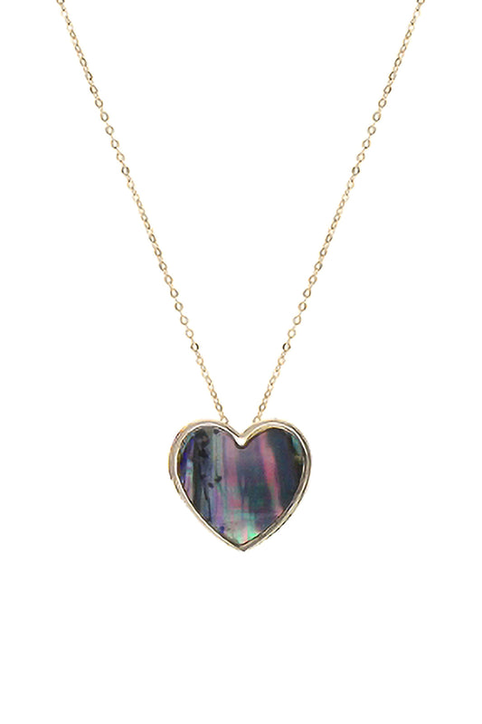 Abalone Heart Charm Pendant Necklace