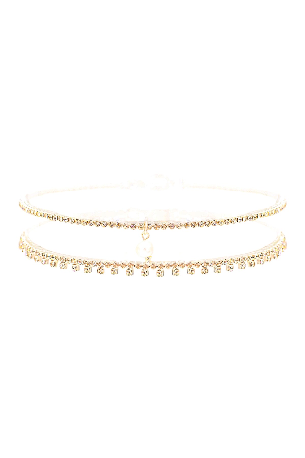 Fresh Water Pearl Charm Layered Choker Necklace