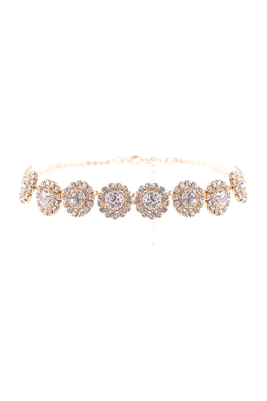 Rhinestone Round Halo Choker Collar Necklace