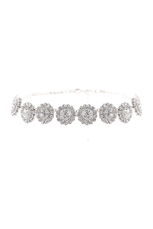 Rhinestone Round Halo Choker Collar Necklace