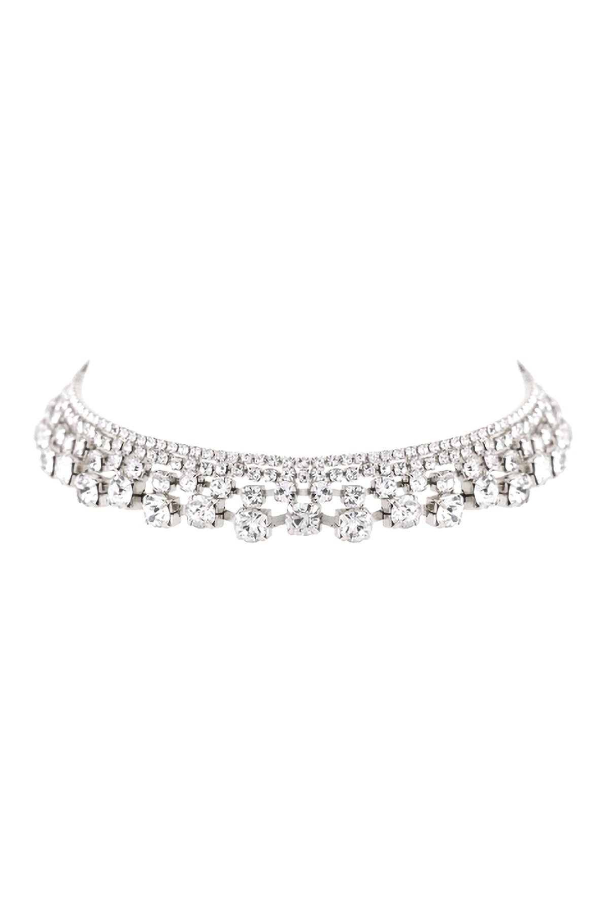 Rhinestone 4 Line Gradual Choker Necklace