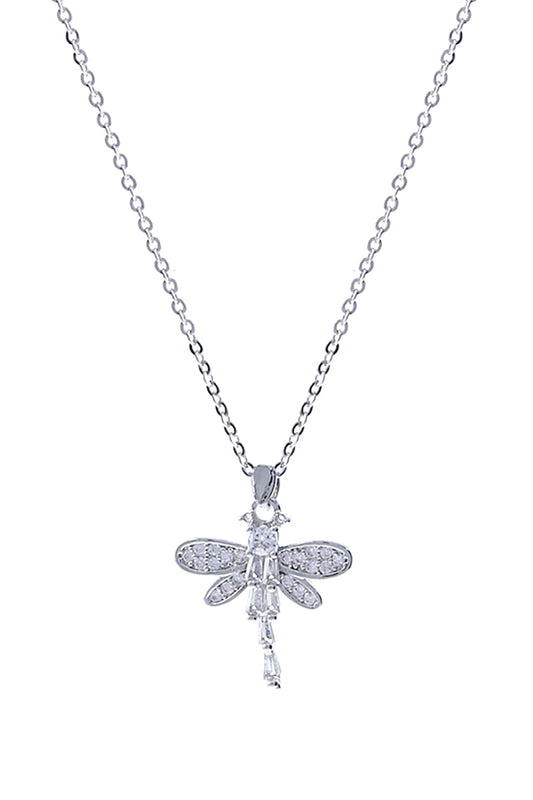 Cubic Zirconia Dragonfly Pendant Necklace
