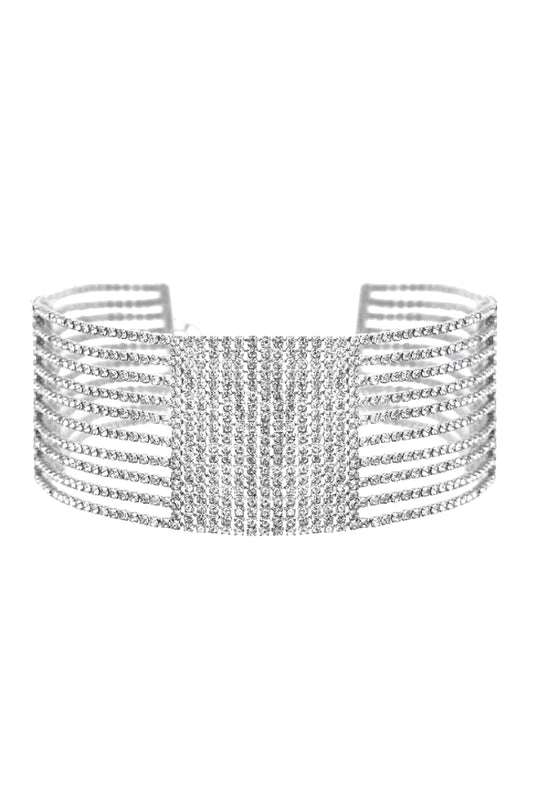 Square Center Rhinestone Choker Necklace