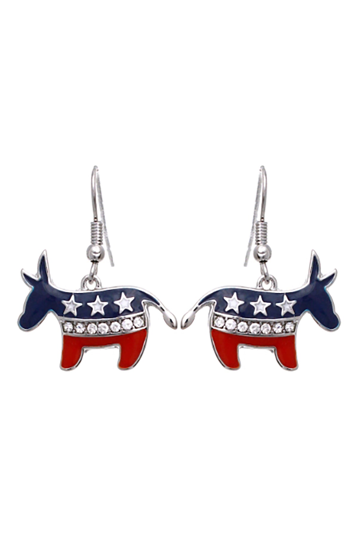 USA Flag Accent Democrats Donkey Crystal Silver