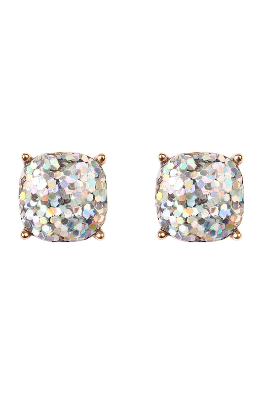 Cushion Glitter Earrings