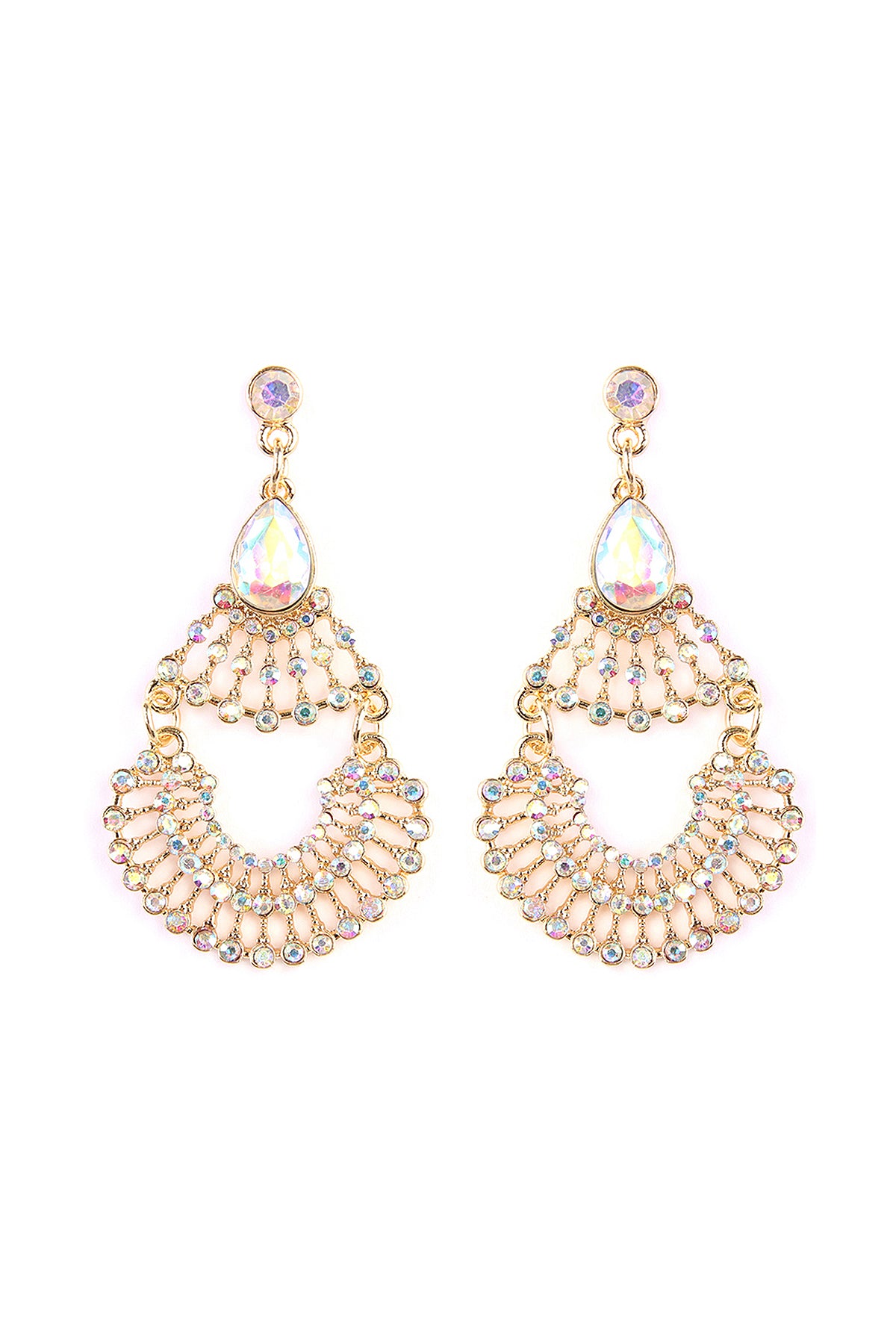 Gold Double Teardrop Post Earrings