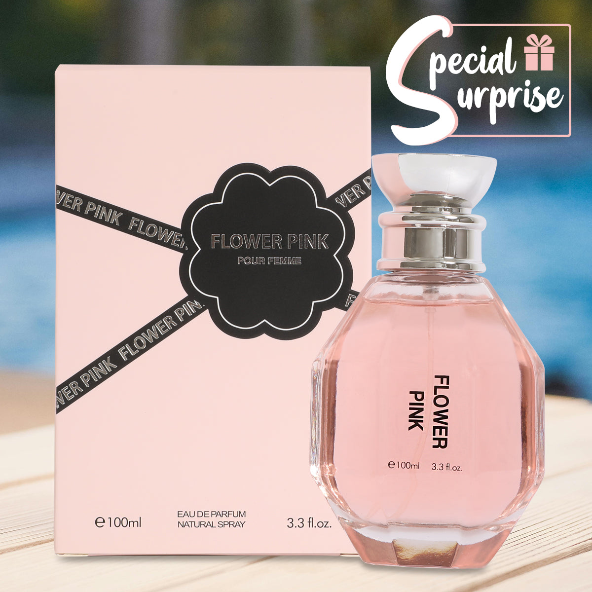 Flower Pink Spray Perfume Eau De Parfum For Women - 100ML/3.3 FL.OZ.
