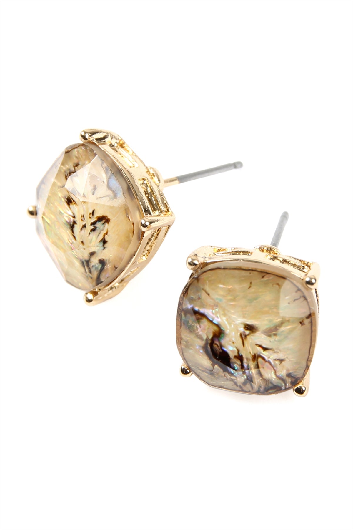 G 12mm Cushion Cut Post Earrings
