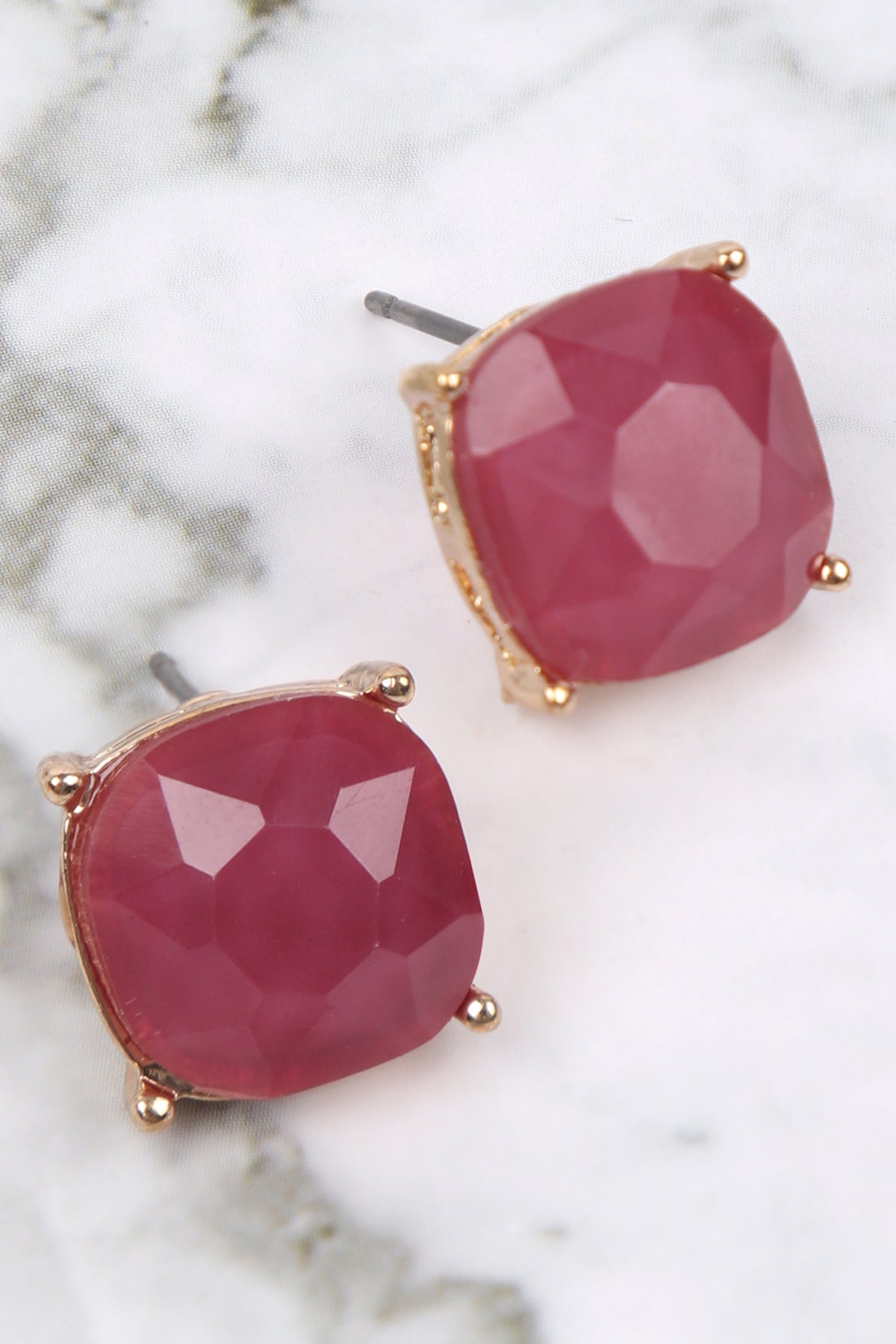 G 12mm Cushion Cut Post Earrings