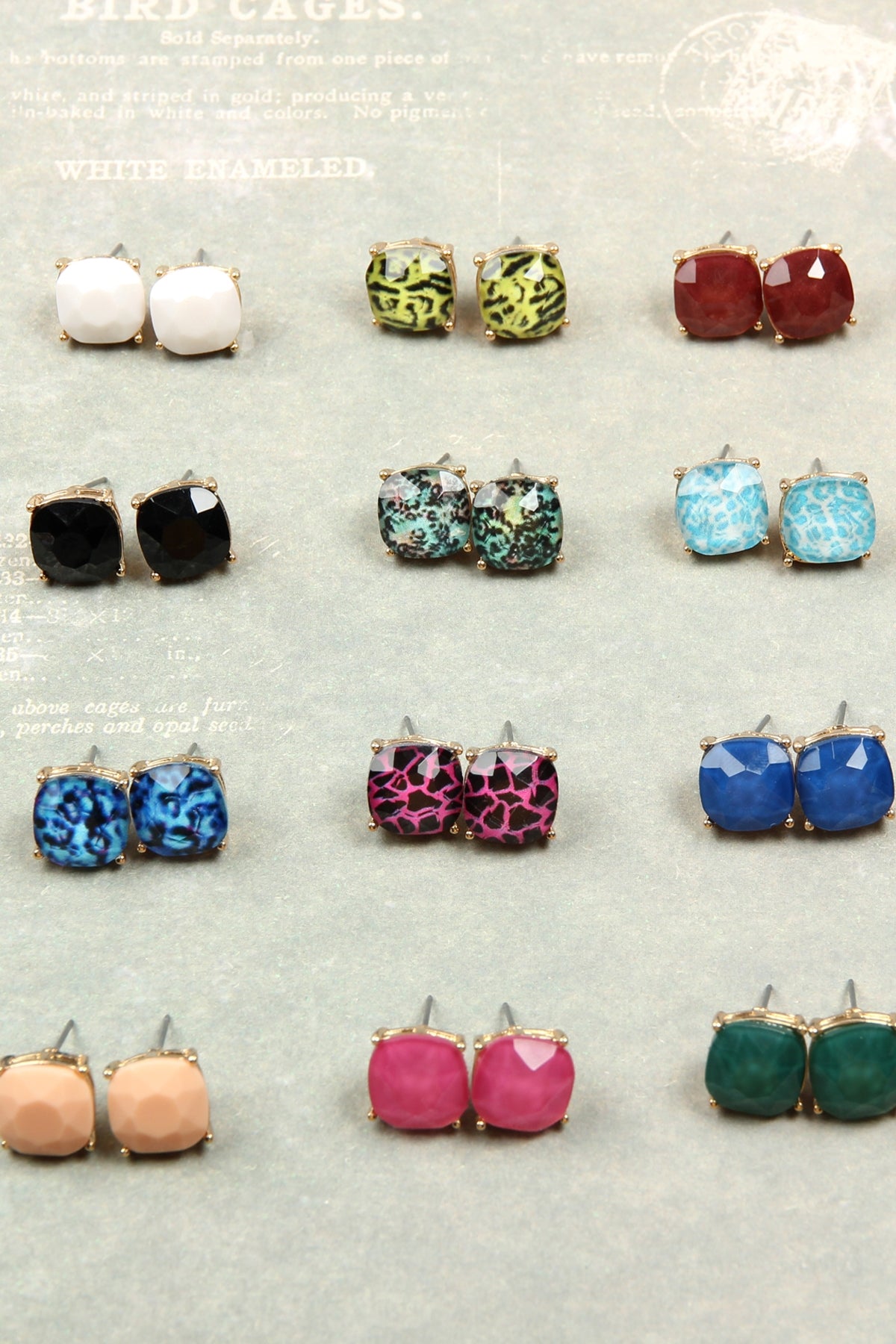 G 12mm Cushion Cut Post Earrings