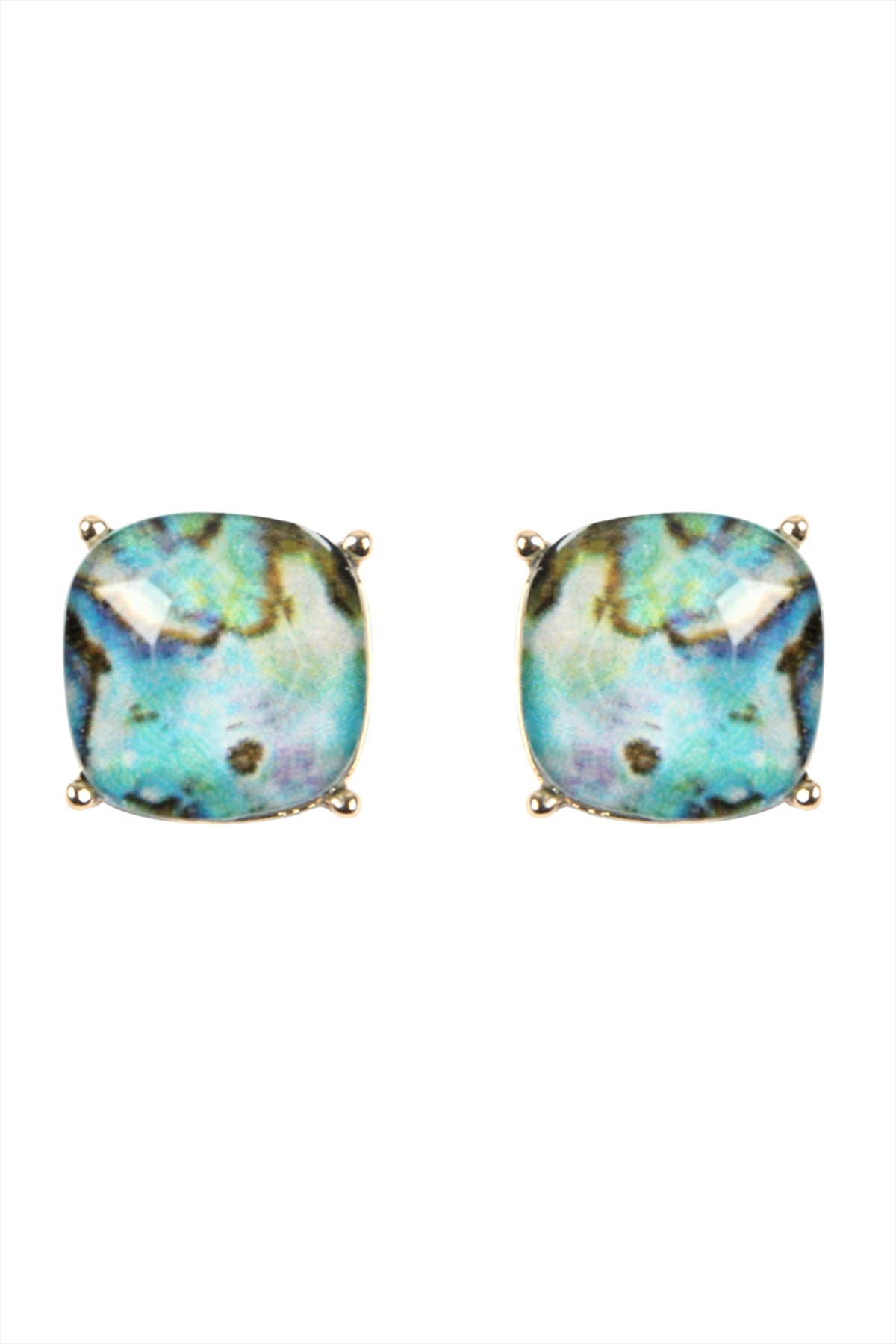 G 12mm Cushion Cut Post Earrings