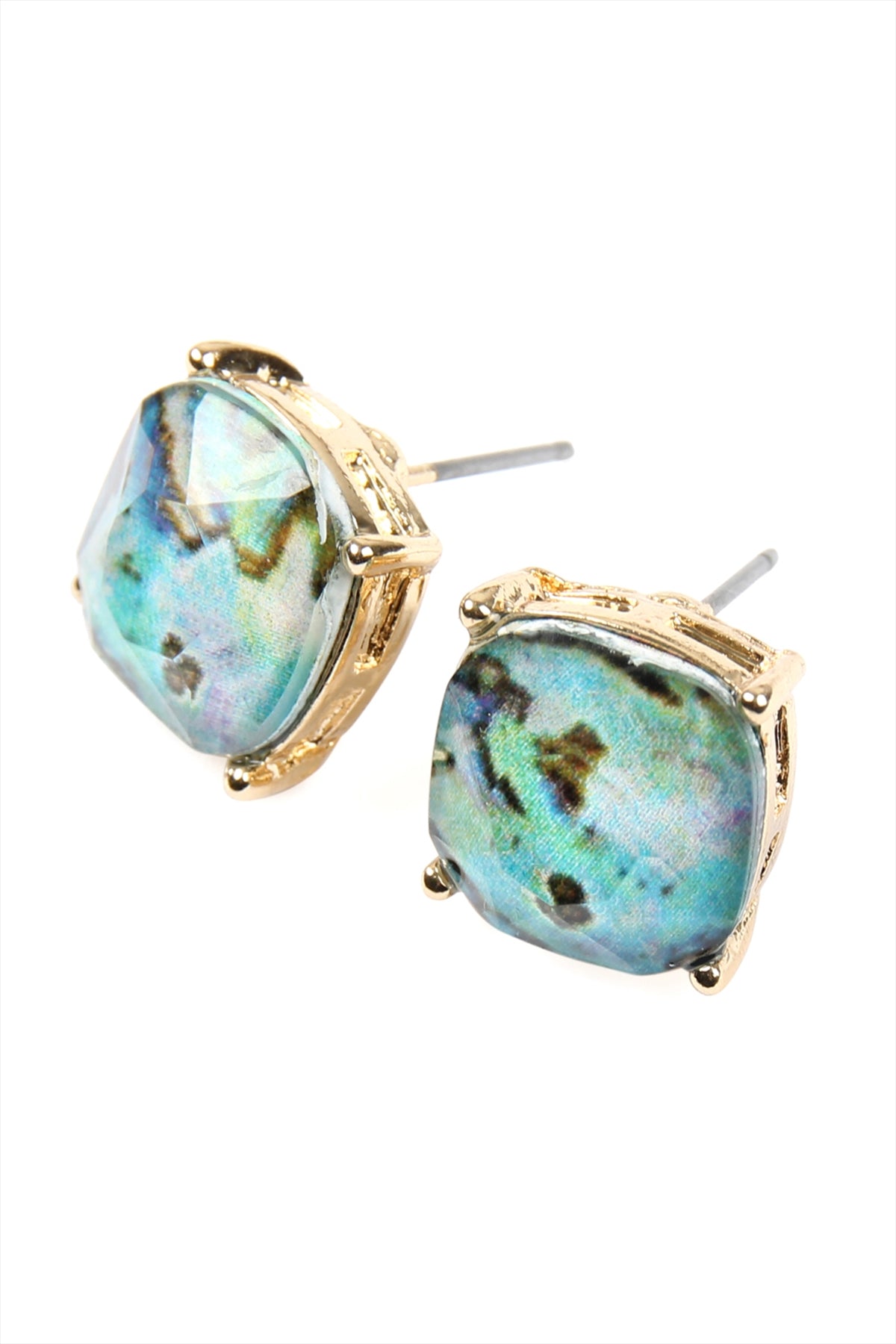 G 12mm Cushion Cut Post Earrings