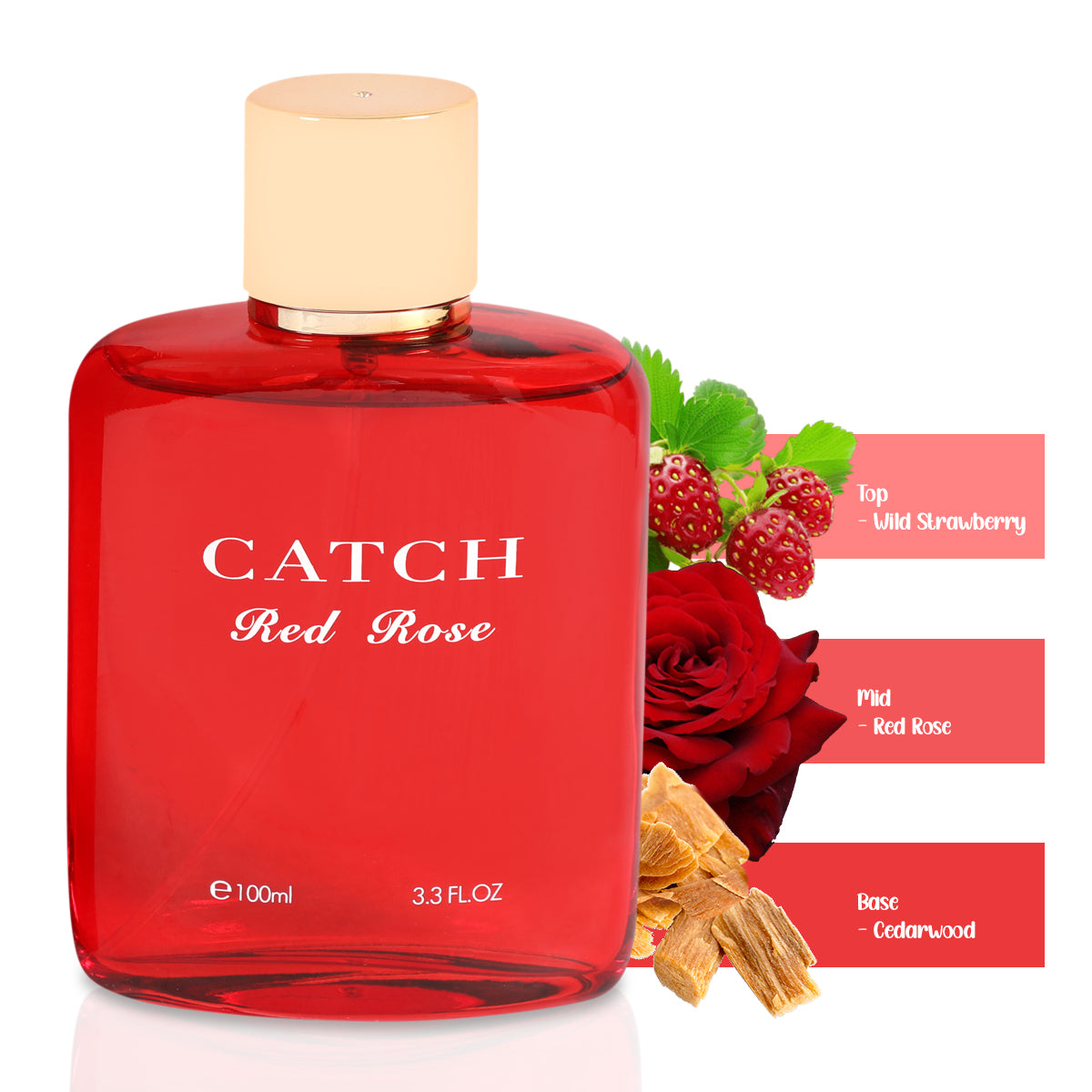 Catch Red Rose Spray Perfume Eau De Toilette For Women - 100ML/3.3 FL.OZ.