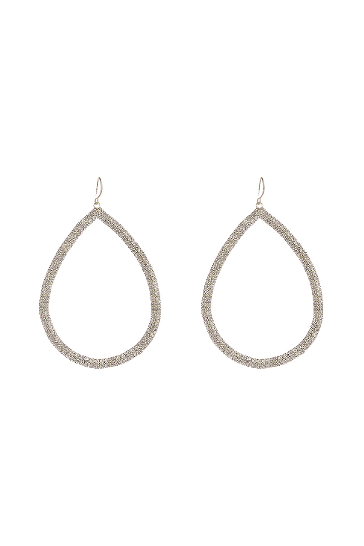 Rhinestone Line Pear Shape Drop Hook Earrings Crystal Gold