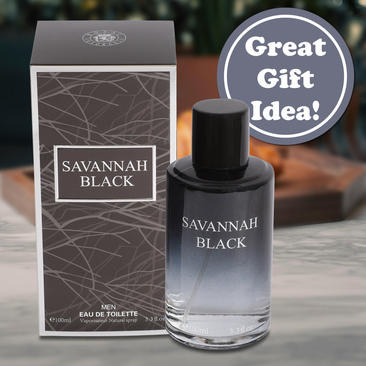 Savannah Black Spray Cologne Eau De Toilette For Men - 100ML/3.3 FL.OZ.