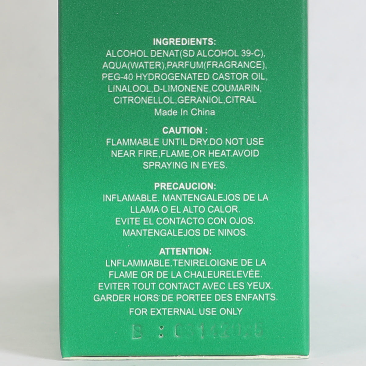 Catch Green Spray Perfume Eau De Toilette For Men - 100ML/3.3 FL.OZ.