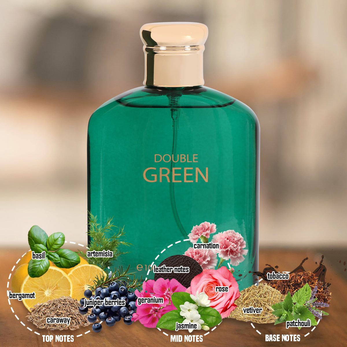 Double Green Spray Cologne Eau De Toilette For Men - 100ML/3.3 FL.OZ.