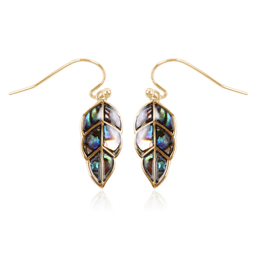 Abalone Leaf Earrings Gold